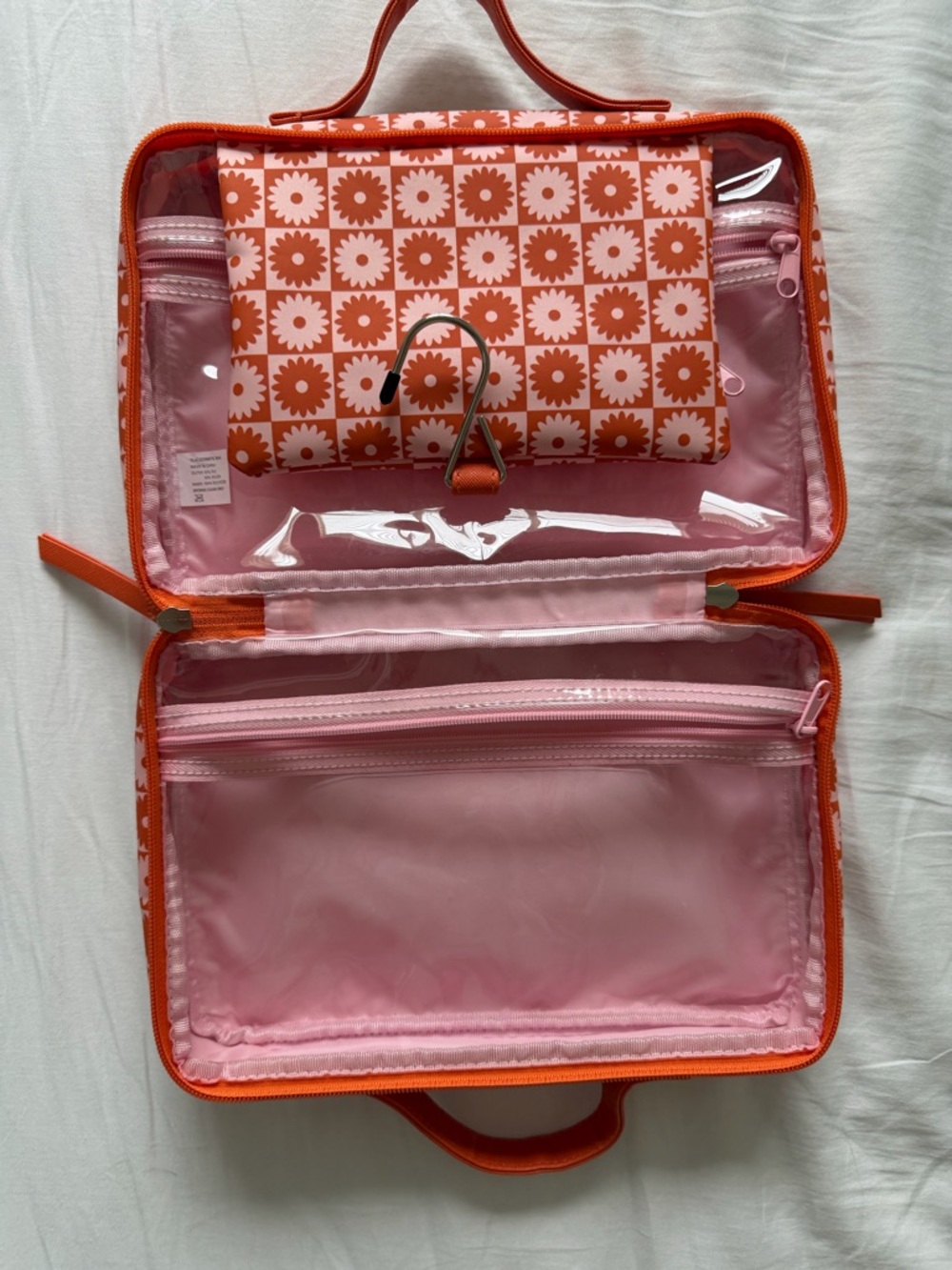 Women’s Orange and Pink Travel Cosmetic Case